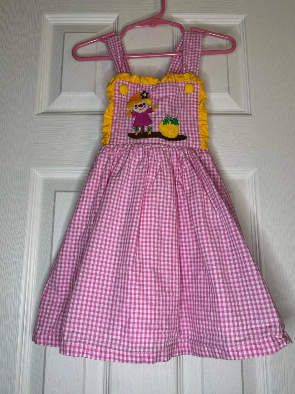 Lil Cactus Harvest Pink Gingham Sundress with Yellow Trim